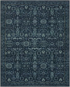 Lahome Navy Blue 8x10 Area Rugs for Living Room,Boho Machine Washable Dining Room Area Rugs,Dark Vintage Thin Stain Resistant Carpets for Bedroom Dorm Home Office