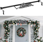MorningRo 35.5" - 63" Christmas Garland Hanger for Front Door Adjustable Wreath Hanger No Nails or Screws Heavy Duty Black Metal Hook with Christmas Sign for Different Door Holding Wreath Xmas Decor