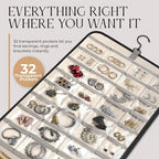 Hanging Jewelry Organizer Storage with Hanger Metal Hooks Double-Sided Jewelry Holder- Wall Mount Holder for Earrings, Necklaces, Rings on Closet, Wall, Door, 1 piece, Large, Charcoal Black