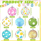 Zeyune 16 Pcs Easter Tree Ornaments for Small Tree Easter Egg Bunny Decorations Hanging Sequin Balls Ornaments for Home Seasonal Holiday Party