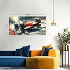 Abstract Race Car Wall Art Vintage Formula Racing Canvas Painting Car Posters Retro Open Wheel Speed Artwork for Boys Bedroom Man Cave Garage Office Living Room Home Decoration Motorsport Decor 24x48"