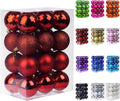 Emopeak 24Pcs Christmas Balls Ornaments for Xmas Christmas Tree - 4 Style Shatterproof Christmas Tree Decorations Hanging Ball for Holiday Wedding Party Decoration (Red, 1.6"/4.2CM)