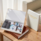 JARLINK Aesthetic Decorative Books, Set of 3 Linen Faux Books for Coffee Table, Bookshelf or Mantle Decor, Stylish Book Storage Boxes for Home Decor, Photo Organization, and Keepsake Storage, Brown