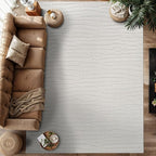 Modern Micro Loop Indoor Area Rugs for Living Room Bedroom Kitchen Geometric Pebble White 5x7 Luxury Durable Low and High Pile Non-Shedding Stain Resistant Soft Area Carpet 5 x 7