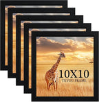 10 x10 Picture Frame Set of 5, Black Wooden Frame 10 x10 Square Wall Gallery Poster Photo frame with Durable Shatter Resistant Plexiglass for Wall Hanging best gift