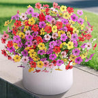 Artificial Fake Flowers Plants for Outdoor Spring Summer Decor, 12 Bundles Faux Silk Flowers for Outdoor Outside Planter Colorful Daisy UV Resistant Look Real for Front Door Porch Patio Yard