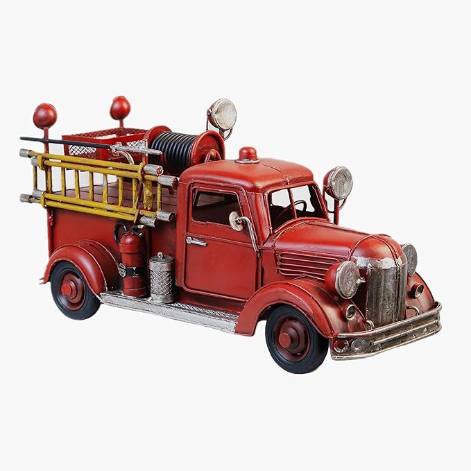 Vintage Diecast Mack Fire Truck - Retro Metal Fire Engine, Miniature Vehicles for Home Decor