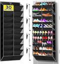 10-Tier Over the Door Shoe Organizer, 20 Pockets Holds 20-30 Pairs, Heavy-Duty Oxford Fabric with Hexagon Mesh for Boots & Sneakers-Black