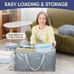 TICONN 6 Pack Extra Large Moving Bags Heavy Duty with Zippers & Carrying Handles, Durable Storage Bags Moving Boxes for Closet Organizers and Storage (6 Pack, Light Grey)