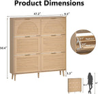 Shoe Cabinet for Entryway with 6 Flip Drawers, Slim Wooden Shoe Storage Organizer with Modern Fluted Pannel，Freestanding Narrow Hidden Shoe Rack for Hallway, Foyer, Living Room