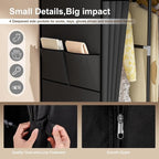 Wardrobe Closet, 66 Inch Portable Closet for Hanging Clothes, Large Capacity Clothes Rack Organizer with Cover & 4 Hanging Rods & 8 Storage Shelves & 2 Side Pockets (Black)