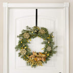 RN'D Over Door Wreath Hanger Hook - Thin Metal Overdoor Wreath Holder Seasonal Hanger Hooks for Front or Back Door (Black, 15")