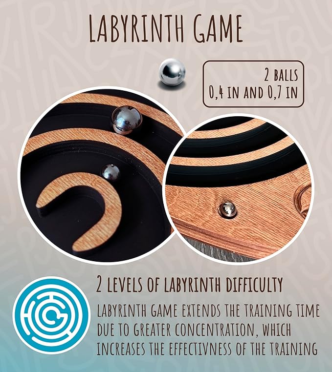 Wooden Balance Board Maze, Fun Fitness Tool for Kids and Adults, Wobble Balance Board, Natural Beech Wood Montessori Toy, Core Strength, Fitness, Training, Physical Therapy