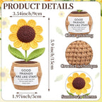Wavwavw 1 Pcs Friends Gifts for Women, Galentines Graduation Handmade Sunflower Crochet Doll with Positive Card for Female Birthday BFF Bestie Gifts (Like Stars)