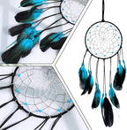 Blue Dream Catchers Home Handmade Blue Dreamcatcher Style Retro Feather Dreamcatcher Traditional Bedroom Decor Wall Hanging for Ornament Art Craft Gift Adults Halloween Christmas