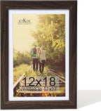KTKDE 12x18 Wooden Picture Frame,Display Pictures 11x17 with Mat or 12x18 Without, Tempered Glass, 18 by 12 Walnut Frame Wall Gallery Photo Frames Poster Frame best gift
