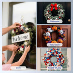 OUTXE Wreath Hanger for Front Door, Upgraded Suction Cup Reef Hook for Glass Window/Over Door, Christmas/Thanksgiving/Halloween/July 4th/Easter/Valentine/Spring/Summer/Fall (White, 2-Pack)