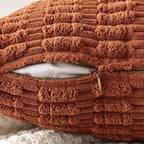 MIULEE Pack of 2 Dark Rust Corduroy Decorative Pillow Covers 18x18 Inch Soft Boho Striped Throw Pillow Covers Modern Farmhouse Home Decor for Summer Sofa Living Room Couch Bed
