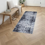 2'x5'Runner Rug Washable Rug: Modern Abstract Soft Thin Runner Rug Dark Black