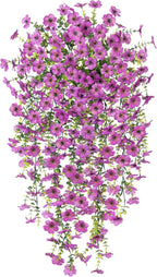Artificial Hanging Flowers for Outdoors Fake Plants Decoration, 2 Packs Faux Silk Daisy Flower Realistic Outdoor Flowers UV Resistant Porch Patio Window Yard Indoor Spring Decor(Purple)