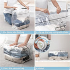 Cube Vacuum Storage Bags, 4 Pack Medium Size (25x19x11 inch), Vacuum Seal Bags for Clothing, Compression Packing for Clothes, Blankets, Baby Clothes, No Pump Needed