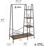 Finnhomy Rustic Clothes Rack, Clothing Rack for Hanging Clothes Heavy Duty Garment Rack with 5 Wood Shelves Freestanding Portable Closet Organizer for Bedroom/Entryway/Boutiques，Matte Black