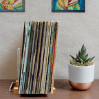 40 LP Vinyl Record Storage Solid Cherry Wood Record Holder Vinyl Record Holder Record Display For Albums Vinyl Holder & Vinyl Stand (Stainless Steel)