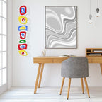 Atomic Mobiles Multi Color Retro-A-GoGo Hanging Art Mobile 9”x48” - Groovy Mid Century Modern Style Home Decoration - Impressive Gift Idea - Home, Office, and Your Work from Home Office Decor!
