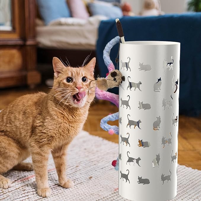 Mango Steam Round Cat Parade Umbrella Stand 22" Tall, White