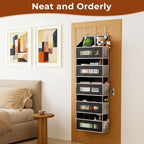 5-Tier Over The Door Storage Organizer with 10 Side Mesh Pockets, 48 lbs Load Capacity, 3 Hooks Design, Door Hanging Organizer with Clear Windows for Bathroom, Bedroom, Nursery, Kitchen-Black