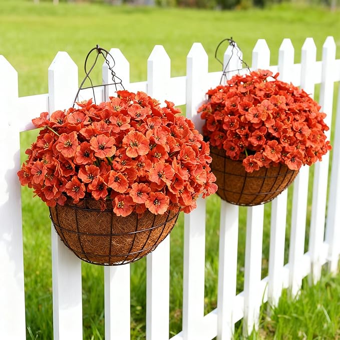 Artificial Fall Flowers for Outdoor Faux Plants for Spring Summer Decoration, UV Resistant Realistic Silk Plastic Fake Autumn Fall Flowers Garden Porch Patio Balcony Yard Front Home Decor, 24 Bundles