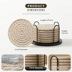 Lazebox Coasters Set of 8 for Drinks, 4 Inch Large Coasters for Coffee Table, Tabletop Protection for Hot & Cold Drinks, Versatile Coasters for Home Decor, Non-Slip & Easy to Clean, Mixed Brown
