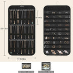 Hanging Jewelry Organizer Storage, 40 Pockets 36 Hooks Necklace Earring Necklace Bracelet Ring Organizer, Double - Sided Design, Black