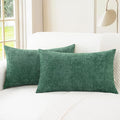 CaliTime Christmas Throw Pillow Covers Decorative 16 X 26 Inches Pack of 2 Cozy Chenille Cushion Cases for Couch Sofa Bed Living Room Home Dark Green