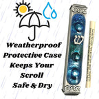 Tamara Baskin Art Glass Mediterranean Sea Mezuzah, Weatherproof Metal Case - Gift Box and Scroll Included - Handmade in the USA - Guaranteed for Life