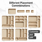 ISSEVE 8Pcs Nesting Silicone Drawer Organizer Trays, 4 Size Versatile Vanity Bathroom & Desk Drawer Organizer Set Storage Bins for Office,Kitchen,Nightstand,Beige