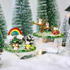 H&D HYALINE & DORA Blown Glass Owl and Monkey Figurine Miniature Aniamal Figurine with Round Base Handmade Glass Animal Collectible Figure for Christams Home Tabletop Decor