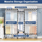 Ulif E12C Heavy Duty Closet Organizer System，Freestanding Clothing Rack, Adjustable Garment Rack 57.1" W x 16" D x 76.5" H Holds 860 lbs, Black Clothing Rack with Black Dustproof Cover