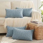 Fancy Homi 4 Packs Decorative Throw Pillow Covers for Living Room Couch Bed, Modern Farmhouse Boho Home Décor Accent Cushion Case, 24" x 14", Light Blue