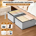 Dayacoco Underbed Storage with Wheels, 2 Pack Under Bed Storage Containers with Clear Lids, No Assembly Required 10.1 inch Rolling Under Bed Storage for Clothes, Grey