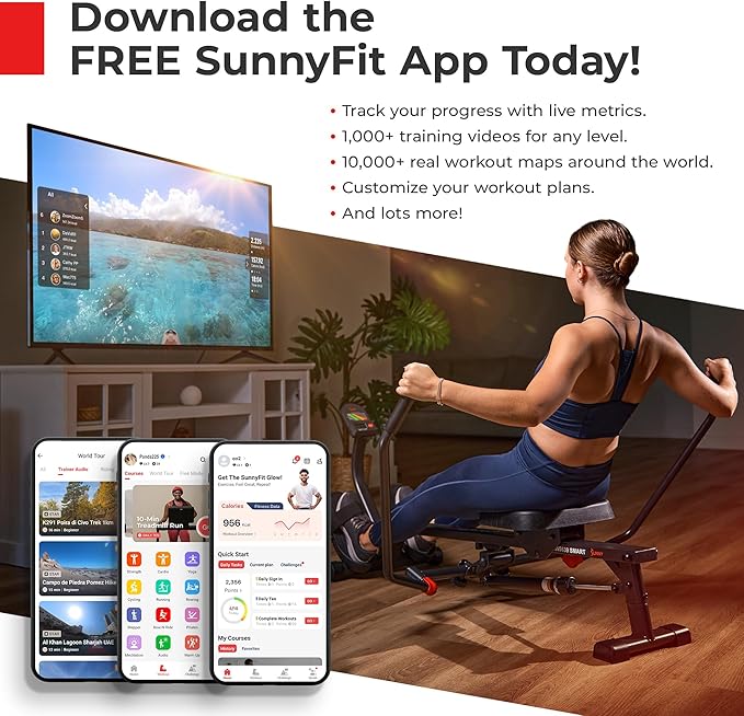 Sunny Health & Fitness Elliptical and Bike Exercise Machine, Ultra Silent Adjustable Resistance Levels Cross Trainer for Home Gym with Pulse Rate Grips, LCD Monitor via Bluetooth SunnyFit App Access