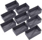 DIOMMELL 9 Pack Foldable Cloth Storage Box Closet Dresser Drawer Organizer Fabric Baskets Bins Containers Divider for Clothes Underwear Bras Socks Lingerie Clothing, Dark Grey 090