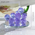 Grape Cluster Crystal Decor Sculpture, Sparkling High-Transparency Faceted Design, Luxurious High-End Crystal with Mirror Base, Elegant Home/Office Display, Gift for Collectors & Fruit Lovers (Purple)