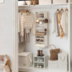 StorageWorks 6-Shelf Hanging Closet Organizer, Hanging Shelves for Closet, Fabric, Mixing of Beige, White & Ivory, 12" D x 12" W x 47 1⁄2" H