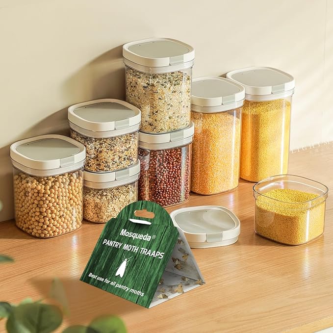 Pantry Moth Traps for Kitchen & Food Storage – 10 Pack Pheromone Sticky Traps for Pantry Moths, Non-Toxic Odorless Moth Catcher for Cabinets, Pantry & Closets