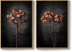 Framed Vintage Botanical Wall Art for Living Room, Set of 2 Piece Black Neutral Moody Floral Canvas Prints, Minimalist Modern Farmhouse Flower Wall Decor for Bedroom Office Dining Room, 16x24 Inch