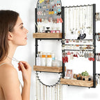 Keebofly Large Jewelry Organizer - Big Wall Mount Hanging Jewelry Holder Display for Earrings, Rings, Necklaces, Bracelets, Makeup, Perfume & Watches