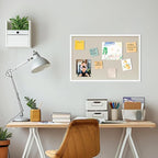 DAHAPYBOO Cork Board with Linen White,Bulletin Board 30"x20" Hanging Corkboards for Office Home School Message Board or Vision Board Decoration.