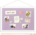 DOLLAR BOSS Bulletin Board with Linen Double-Sided 30" x 20" Linen Cork Boards for Walls Picture Display Vision Board for Office Home School Framed Picture Pin Board, 20 Pushpins 10 Clips, Purple