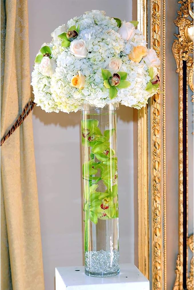 WGV Cylinder Vase, Diameter 5", Height 20", Clear Glass Floral Planter Container, Tall Centerpiece Arrangement for Wedding Party Event Home Office Decor, 1 Piece